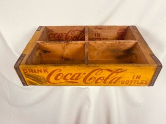 Vintage Coca-Cola Wooden Bottle Crate – Ponca City Oklahoma – Yellow Red