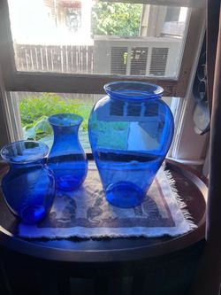 Authentic Blue glass vases
