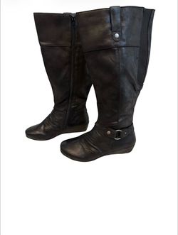 Women’s Black Knee-High Wedge Boots,Size 6.5
