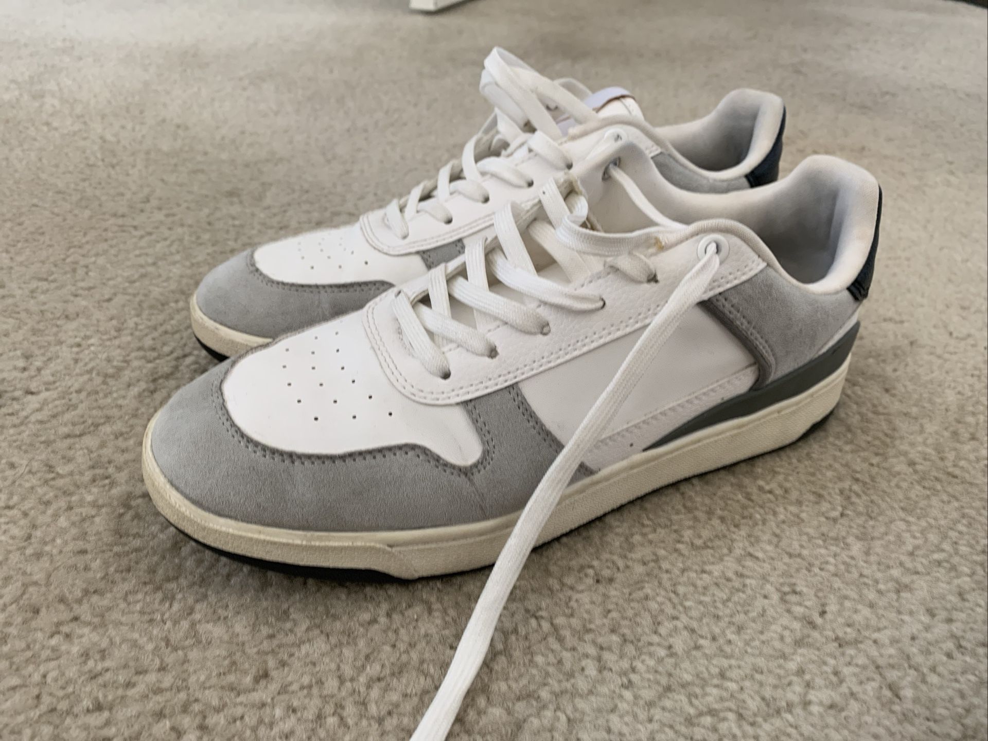 H & M Mens White/Gray Trainers Shoes
