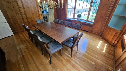 12-Piece Modern Wood Dining Set with Table, 10 Chairs, and Sideboard