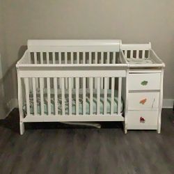 Baby Crib With Changing Diaper Station Attached 
