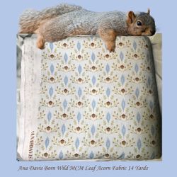 14 Yards Cotton Born Wild Ana Davis MCM Fabrics Acorn Leaf Blue 