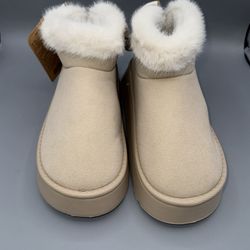 Women's Fur Collar Snow Boots Bow Decor Lined Platform Sole Non-Slip Warm Winter