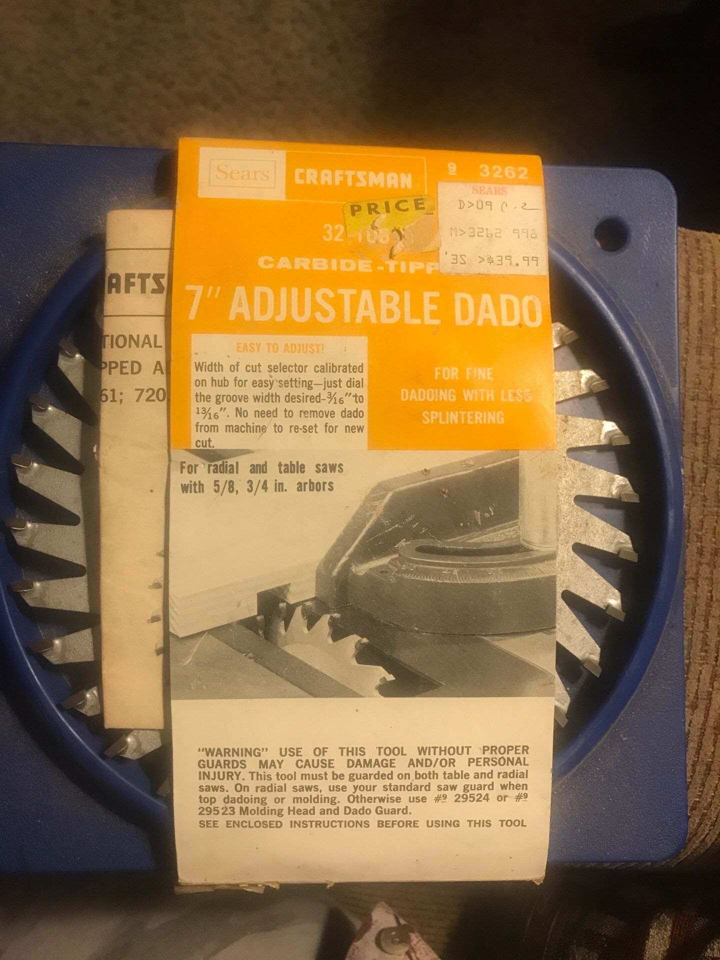 Craftsman carbide -tipped 7 inch adjustable DADO