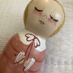 Vintage Wooden Peg Doll 6” Blonde 