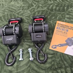 Ayaport Boat Retractable Tie Down Straps to Trailer 1.75in x 6ft Bolt-on Transom Tie Downs - 4400lbs