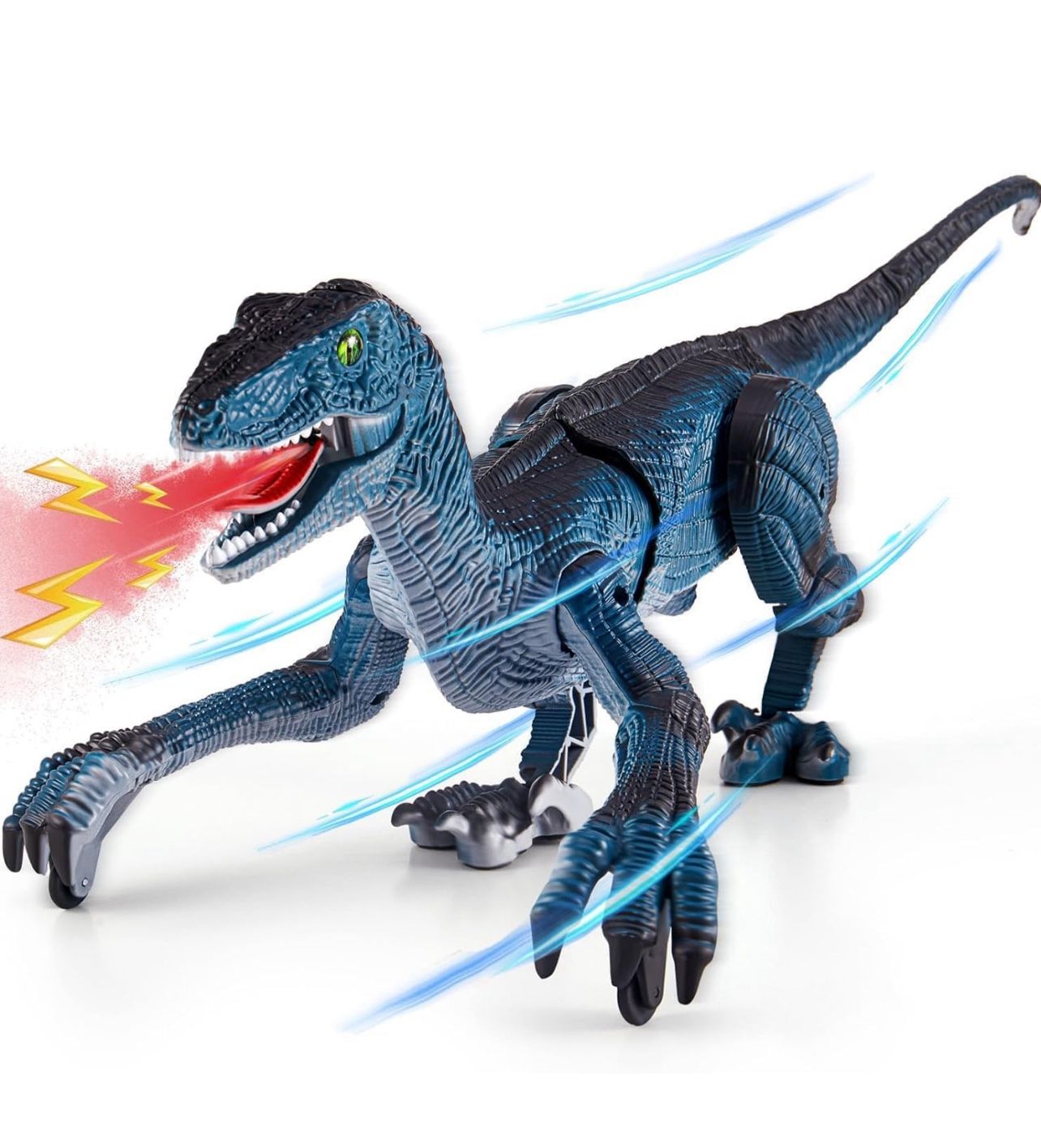 Brandnew Remote Control Dinosaur Toys for Kids, Dinosaur Toys for Boys Big Walking Velociraptor Dino with Light Sound and Spray Stream Birthday Gift I