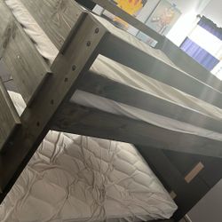 Full Size Wood Bunk Bed And Step Dresser