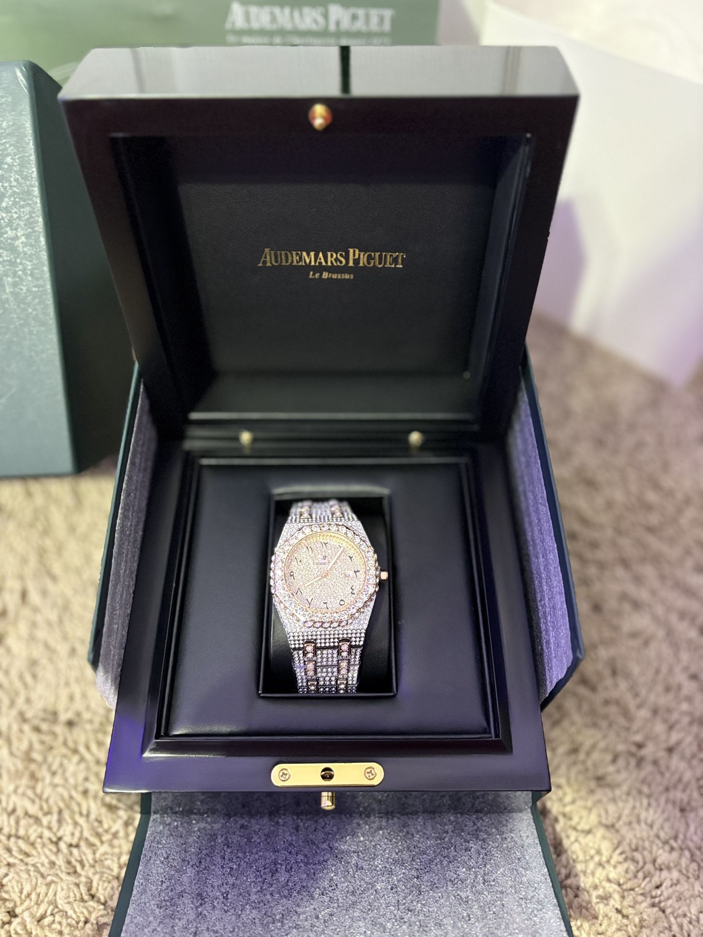 AP moissanite Rose Gold Men's Watch (BRAND New) with Box And Bag