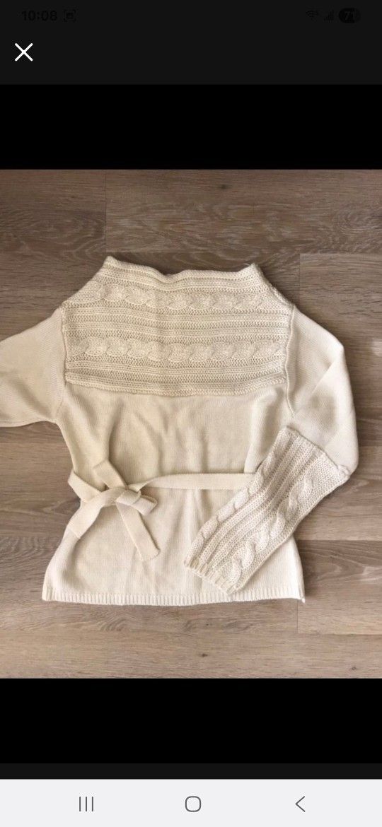 NEW Madewell Women Cream White Braid Details Belt Knit Sweater