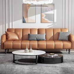 Fadware 78'' Futon Sofa Bed Couch, 2 Seater Faux Leather Futon Sleeper Couches with Adjustable Sofa Backrest, Convertible Loveseat Sofa Bed for Living