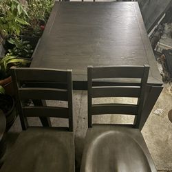 Dinning Table 4 Chairs Dark Brown
