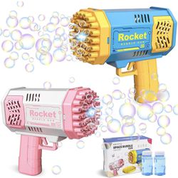 2-Pack 40-Hole Bubble Gun with Flashlight, Rocket Launcher Bubble Machine Bubble Blower Bubble Maker Bazooka Bubble Gun Kids Boys Girls Toy Gifts for 