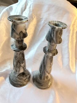 8” Marble candle holder set