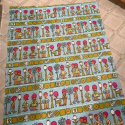 Fun Groovy Vintage Fabric- Looks Like It was A Handmade Curtain Panel 64”x 43”