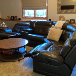 Gray Oversized Power Leather Sectional 