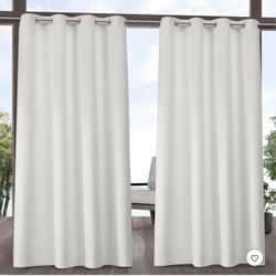 Set of 2 Indoor/Outdoor Solid Cabana Grommet Top Curtain Panels - Exclusive Home 84”*54”