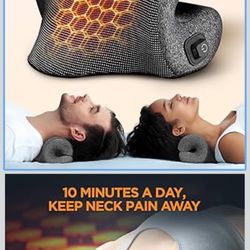3s Heated Neck Stretcher for Pain Relief, Graphene Heating Pad, Odorless Neck Cloud Cervical Traction Device Chiropractic Pillow for Shoulder, Christm