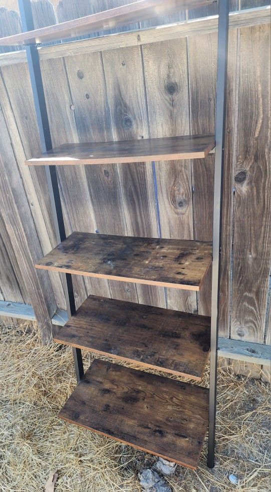 Industrial Ladder 5 Tier Leaning Shelf 74x25.25x26"