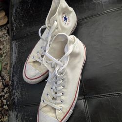 Size 11 White Hi-Top Converse All Stars