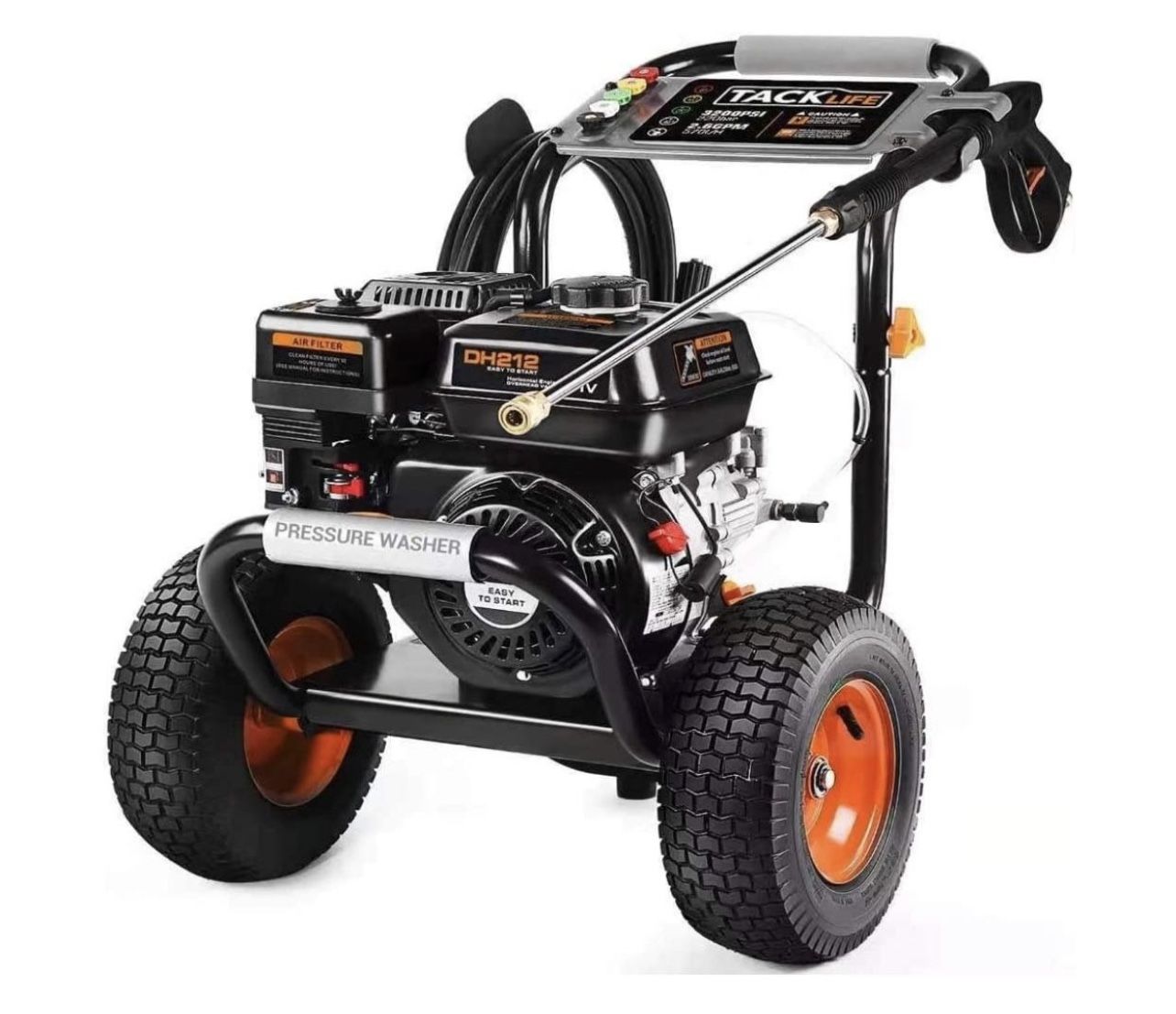 TACKLIFE 3300PSI Gas Pressure Washer, 30ft Pressure Hose CARB Compliant, Add Gasoline and Motor oil