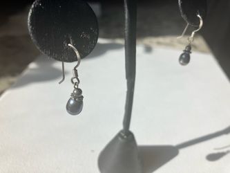 Dark Pearl Drop Dangle Earrings