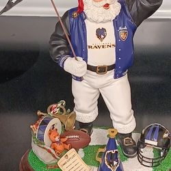 Baltimore Ravens Santa and Mrs Claus, Sleigh, Elves