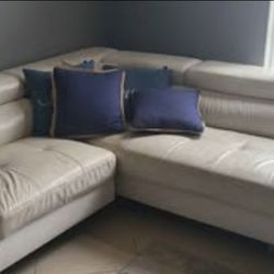 Modern White Leather Sectional Sofa