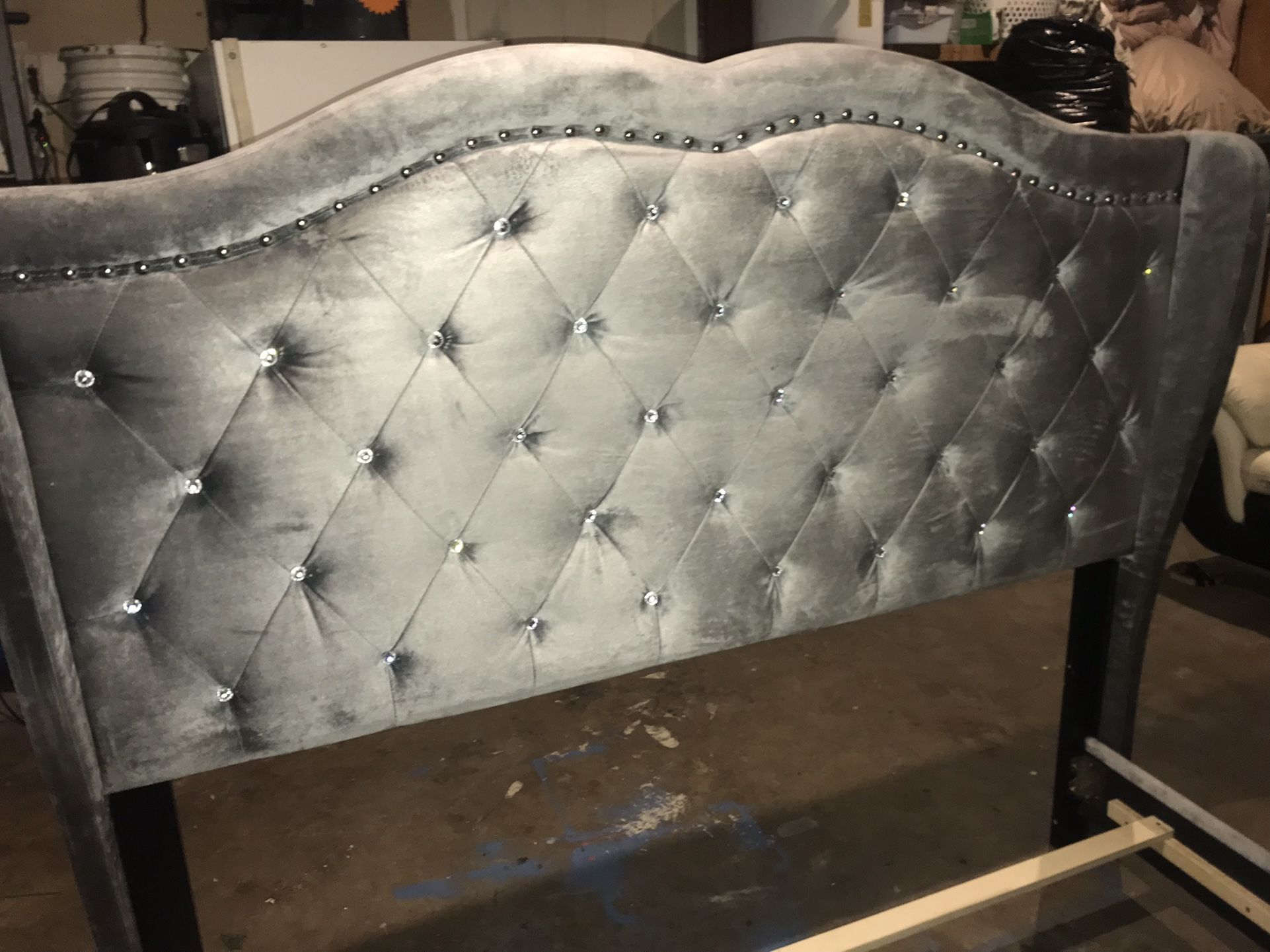 Full Size Bed Frame With Embellished Head Board