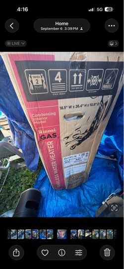 NEW IN BOX Rinnai RU199iN SENSEI 199,000 BTU Natural Gas Indoor Tankless Water Heater