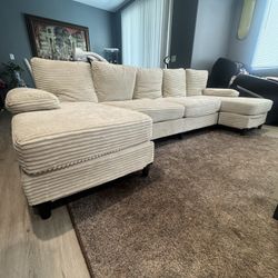 U Shaped Corduroy  Plush Couch 