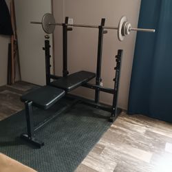 Iron Weight Set With Olympic Bench 