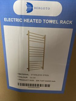 Bergoto Electric Heated Towel Rack | Gold Stainless Steel | Open Box