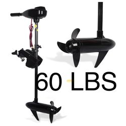 60 LBS Thrust 8 Speed Electric Outboard Trolling Motor for Fishing Boats Saltwater Transom Mounted with Adjustable Handle, 12V 28" Shaft