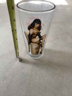 Vintage Betty Page Glass And Coaster Set