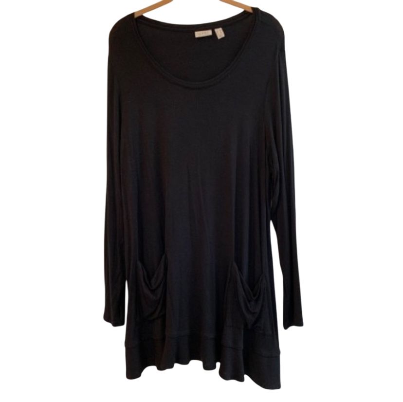 LOGO Tunic Top Long Sleeve Pockets Ruffle Hem Tunic Length Women’s Size 1X GUC