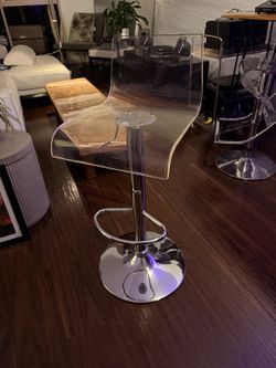 Clear Acrylic Bar Stool — Adjustable Height, Chrome Base
