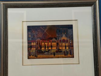 Vintage Picture Moulin Rouge la Nuit Serigraph by Claude Germond Certi. 172/300