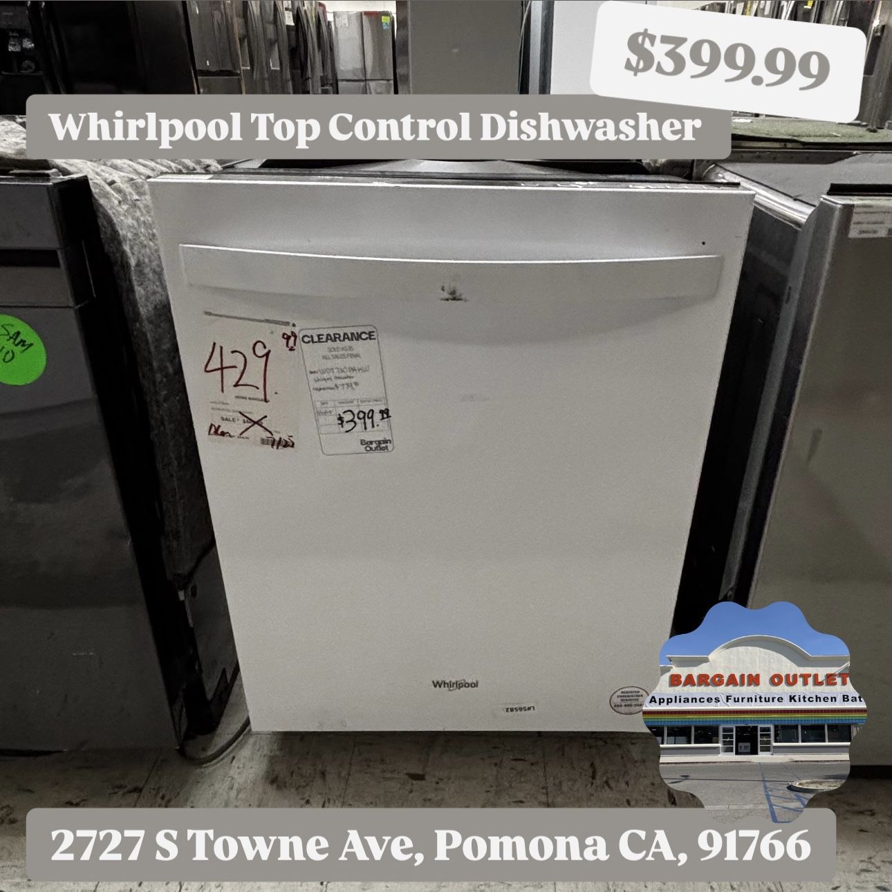 Whirlpool White Top Control Dishwasher