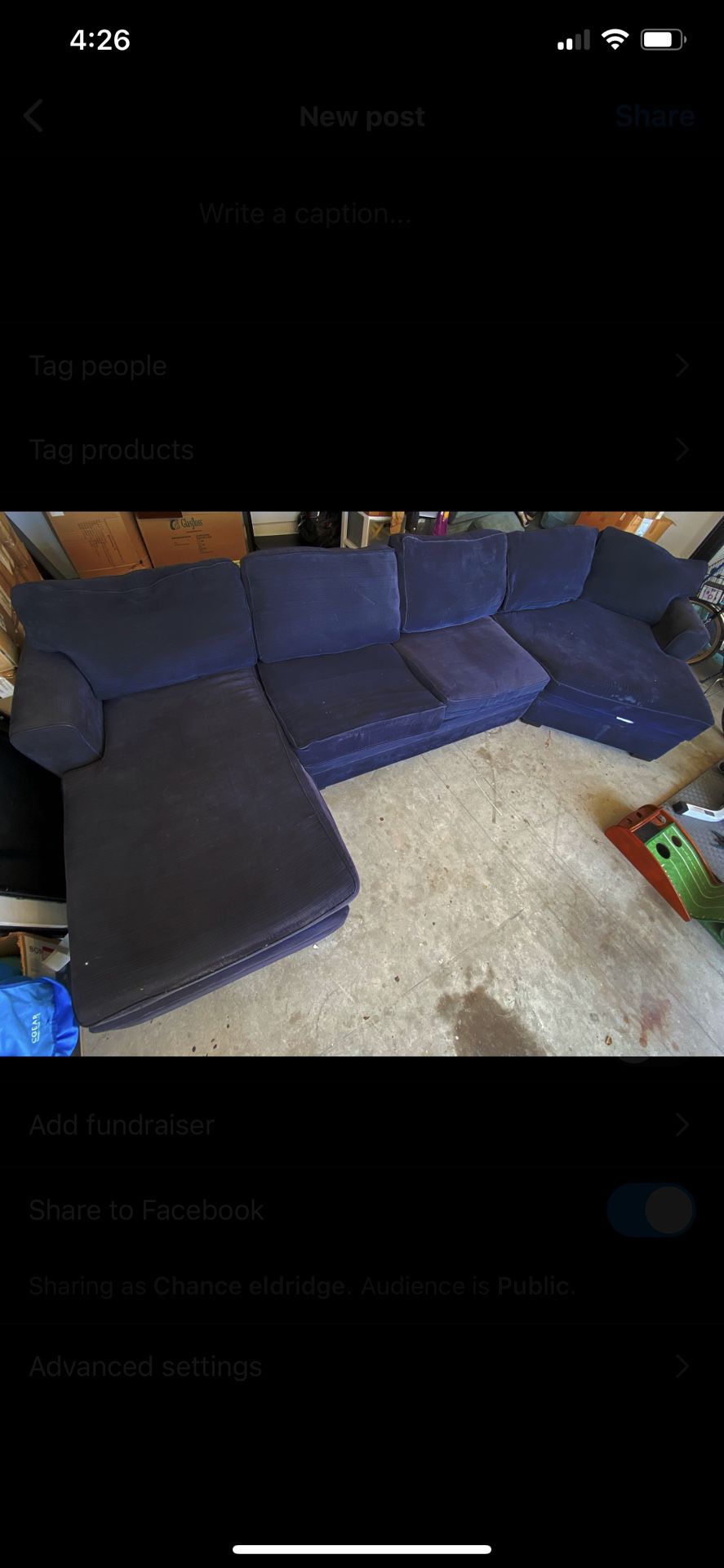 Big, Really Comfortable Sectional Couch with Chaise Lounge!!!only 150$