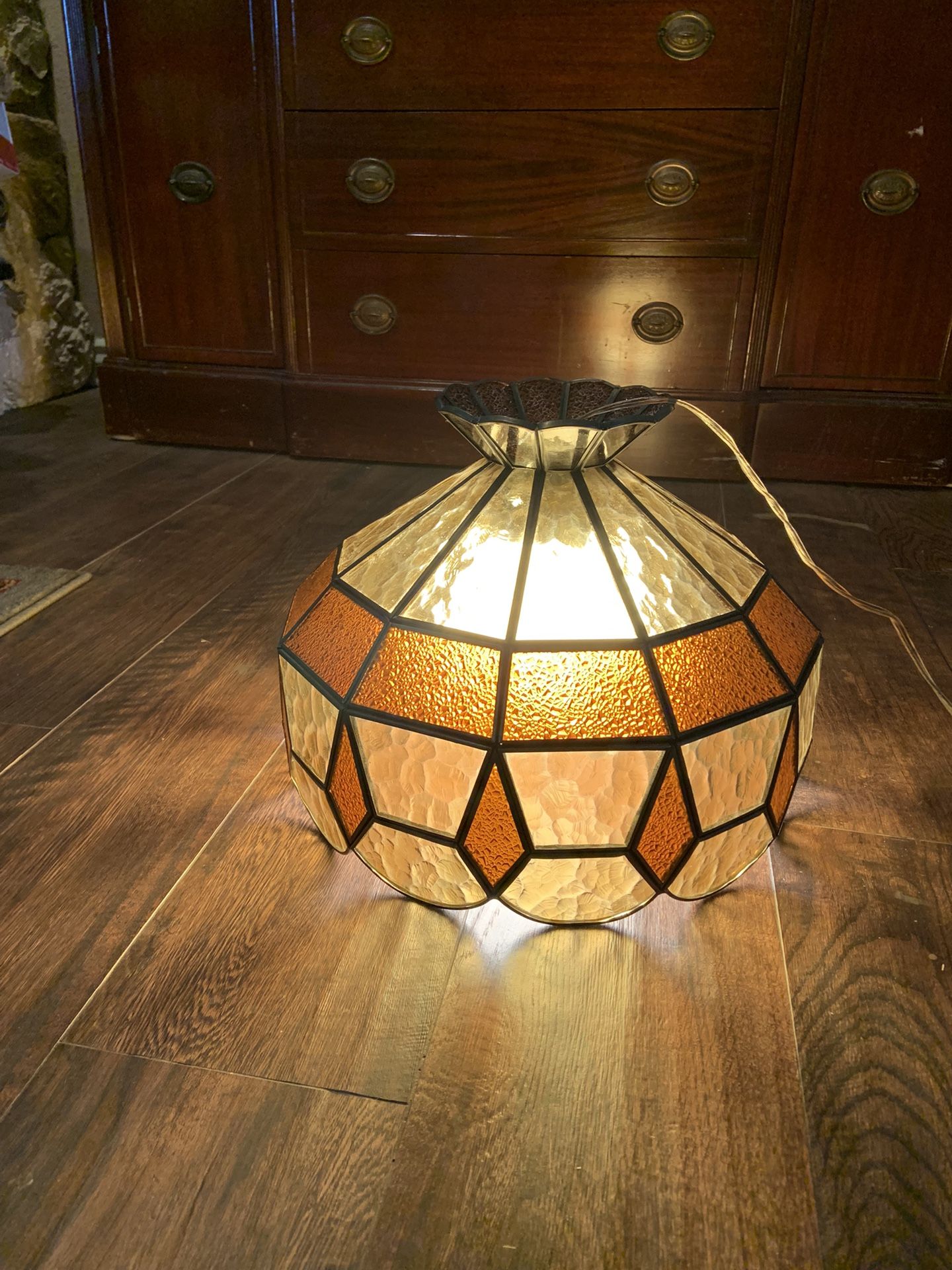 Vintage Stained Glass Hanging Lamp