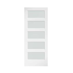 Single 36-in x 84-in White Finished Frosted glass Pine Wood Solid core Sliding Barn Door (Hardware Not Included)