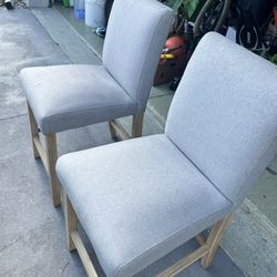 2x Grey Bar Stool Wooden Legs