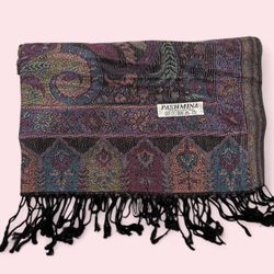 New | Limited Edition: Black Pastel Multicolor Pashmina Shawl