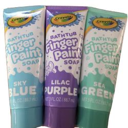 NEW -3 Crayola Bathtub Finger Paint Soap - 3oz Purple/ Green/ Blue- Bath Toys- FUN