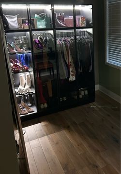 Large Glass Door Wardrobe with LED Lighting