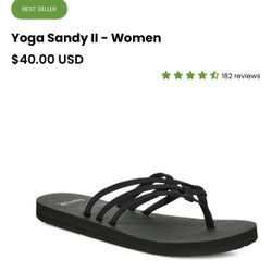 New Sanuk Yoga Womens Flip Flops Black