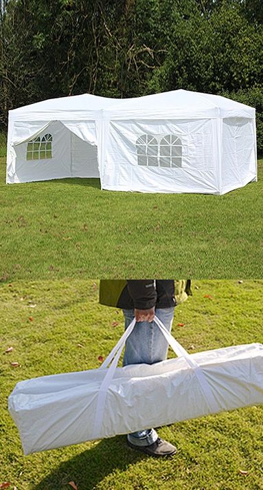 (NEW) $170 Easy Popup 10x20 ft EZ Pop Up Canopy w/ 6 Side Walls, Carrying Bag, White