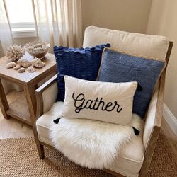 Set of 3 Decorative Throw Pillows Covers Coastal Theme Blue Indigo Textured